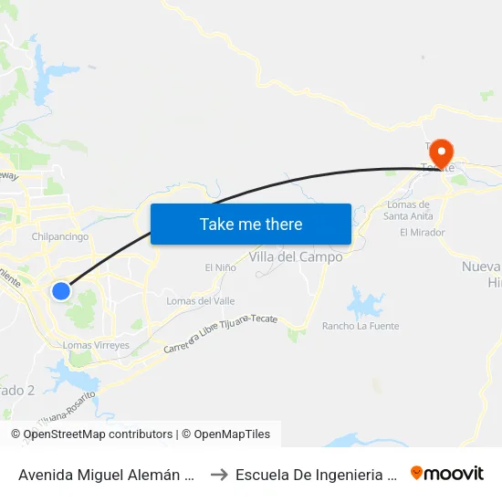 Avenida Miguel Alemán Valdez, 1302 to Escuela De Ingenieria Y Negocios map