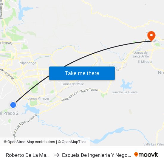 Roberto De La Madrid to Escuela De Ingenieria Y Negocios map