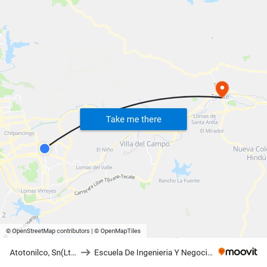 Atotonilco, Sn(Lt2) to Escuela De Ingenieria Y Negocios map
