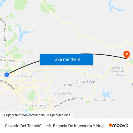 Calzada Del Tecnológico to Escuela De Ingenieria Y Negocios map