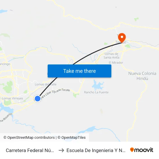 Carretera Federal Número 2 to Escuela De Ingenieria Y Negocios map
