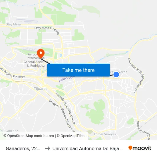 Ganaderos, 22043_3 to Universidad Autónoma De Baja California map