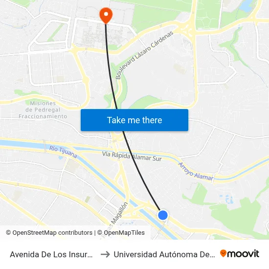 Avenida De Los Insurgentes, 603_1 to Universidad Autónoma De Baja California map