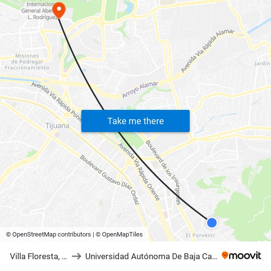 Villa Floresta, 499 to Universidad Autónoma De Baja California map