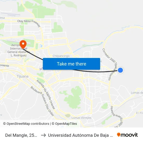 Del Mangle, 25306_1 to Universidad Autónoma De Baja California map