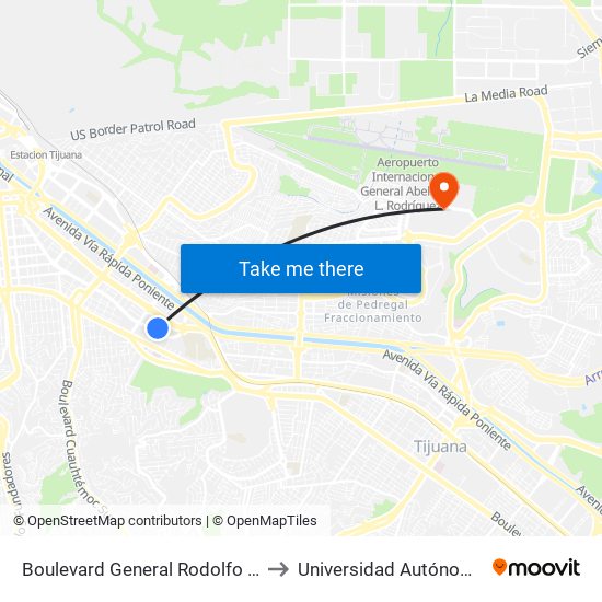 Boulevard General Rodolfo Sánchez Taboada, 10810 to Universidad Autónoma De Baja California map