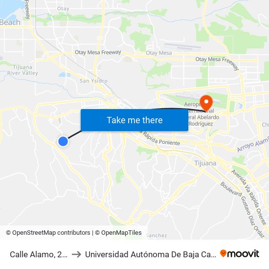 Calle Alamo, 2621 to Universidad Autónoma De Baja California map