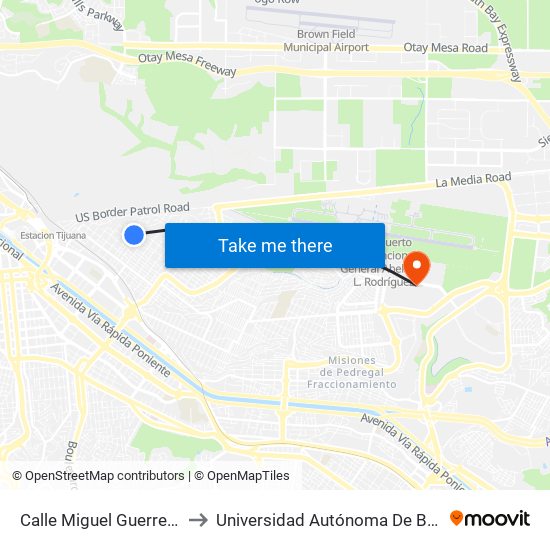 Calle Miguel Guerrero, 11641 to Universidad Autónoma De Baja California map