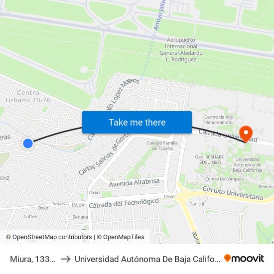 Miura, 13325 to Universidad Autónoma De Baja California map