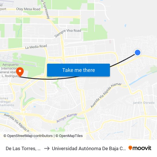 De Las Torres, 1103 to Universidad Autónoma De Baja California map