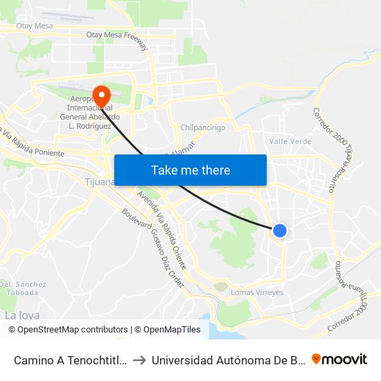 Camino A Tenochtitlan, 22402 to Universidad Autónoma De Baja California map