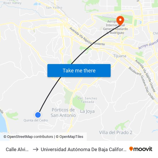 Calle Alvizia to Universidad Autónoma De Baja California map