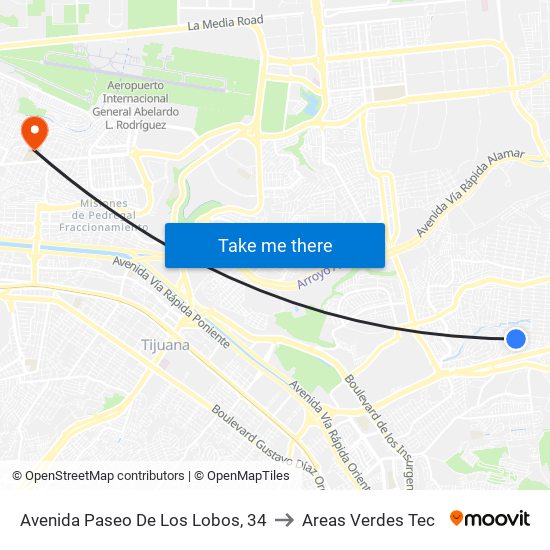 Avenida Paseo De Los Lobos, 34 to Areas Verdes Tec map