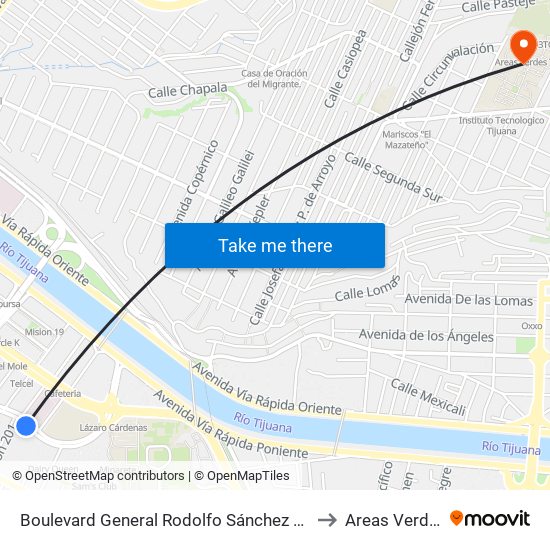 Boulevard General Rodolfo Sánchez Taboada, 10713 to Areas Verdes Tec map