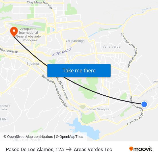 Paseo De Los Alamos, 12a to Areas Verdes Tec map