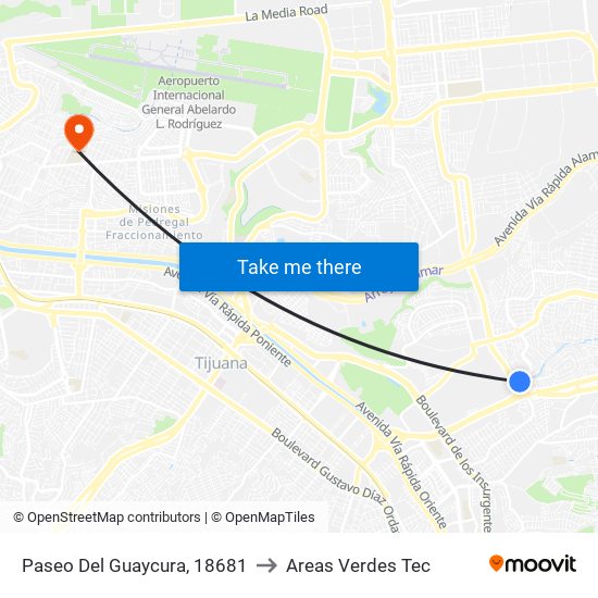 Paseo Del Guaycura, 18681 to Areas Verdes Tec map