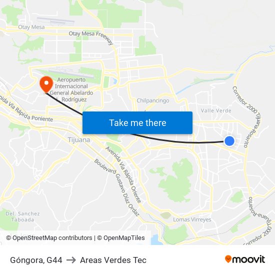 Góngora, G44 to Areas Verdes Tec map