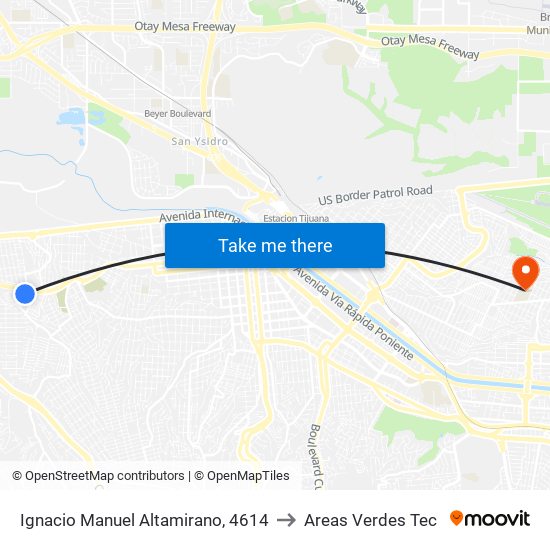 Ignacio Manuel Altamirano, 4614 to Areas Verdes Tec map