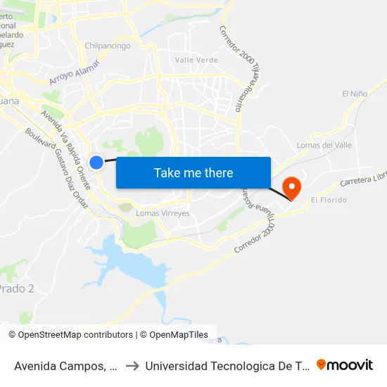Avenida Campos, 34_B to Universidad Tecnologica De Tijuana map