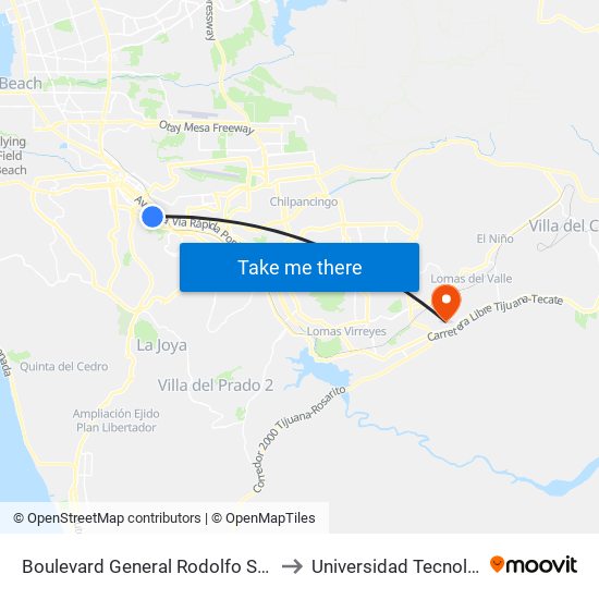 Boulevard General Rodolfo Sánchez Taboada, 10810 to Universidad Tecnologica De Tijuana map