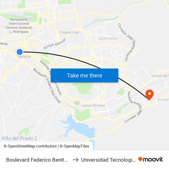 Boulevard Federico Benítez López, 14221 to Universidad Tecnologica De Tijuana map