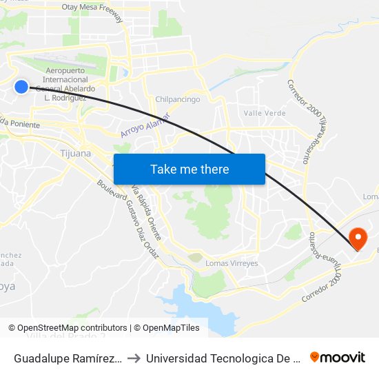 Guadalupe Ramírez, 376 to Universidad Tecnologica De Tijuana map