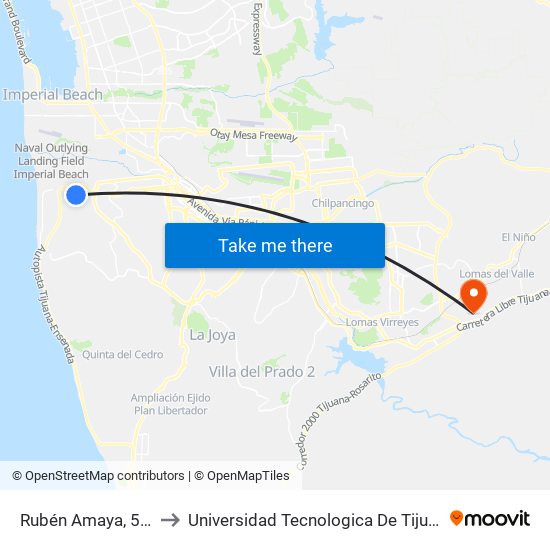 Rubén Amaya, 590 to Universidad Tecnologica De Tijuana map