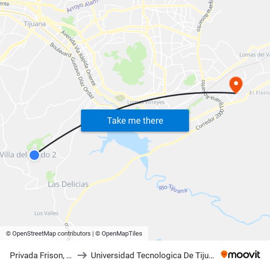 Privada Frison, 35 to Universidad Tecnologica De Tijuana map