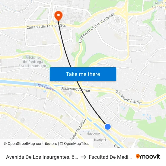 Avenida De Los Insurgentes, 603_1 to Facultad De Medicina map