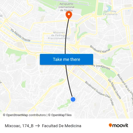 Mixcoac, 174_B to Facultad De Medicina map