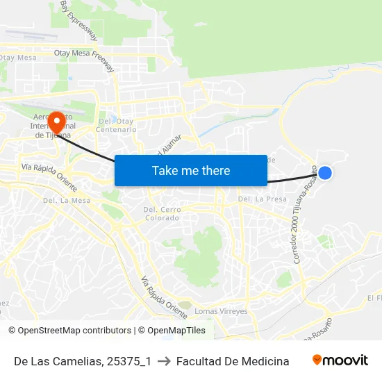 De Las Camelias, 25375_1 to Facultad De Medicina map
