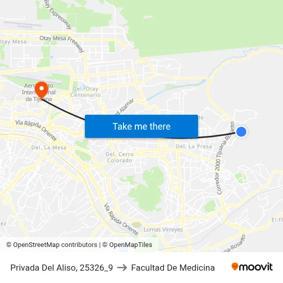 Privada Del Aliso, 25326_9 to Facultad De Medicina map