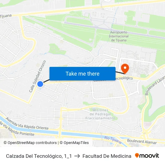 Calzada Del Tecnológico, 1_1 to Facultad De Medicina map