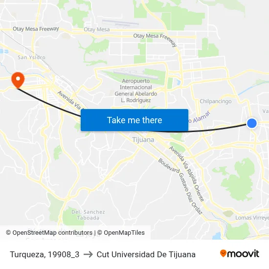 Turqueza, 19908_3 to Cut Universidad De Tijuana map