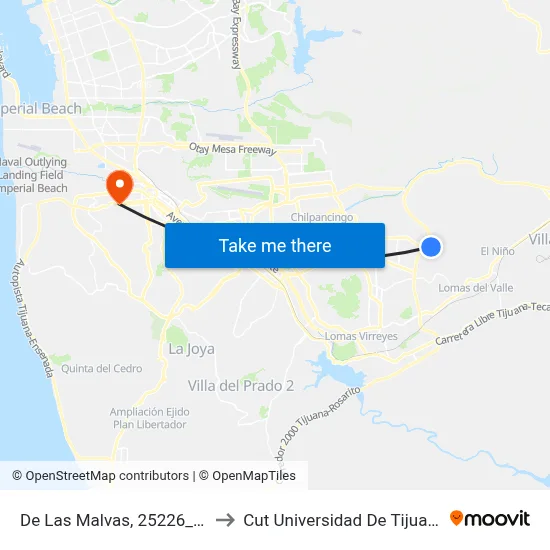 De Las Malvas, 25226_44 to Cut Universidad De Tijuana map