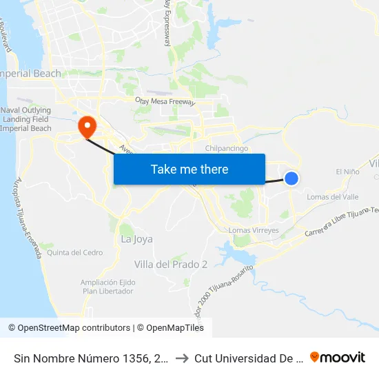 Sin Nombre Número 1356, 24366_E47 to Cut Universidad De Tijuana map