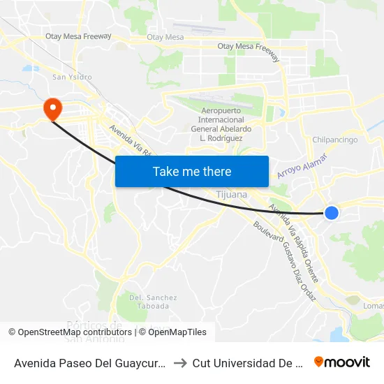 Avenida Paseo Del Guaycura, 110_4 to Cut Universidad De Tijuana map