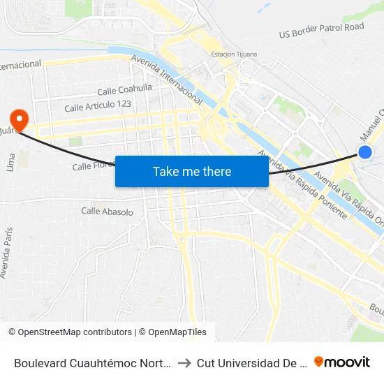 Boulevard Cuauhtémoc Norte, 1607_A to Cut Universidad De Tijuana map