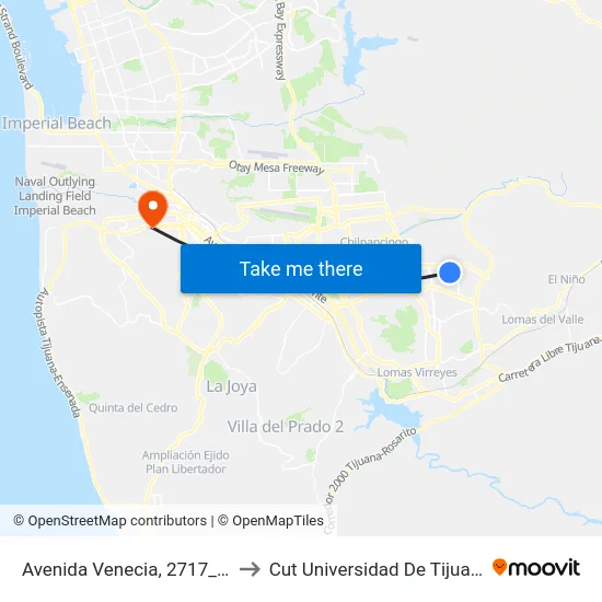Avenida Venecia, 2717_F5 to Cut Universidad De Tijuana map