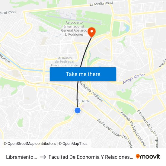 Libramiento Sur, 20 to Facultad De Economia Y Relaciones Internacionales map