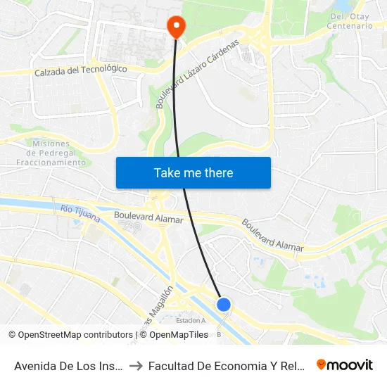 Avenida De Los Insurgentes, 603_1 to Facultad De Economia Y Relaciones Internacionales map