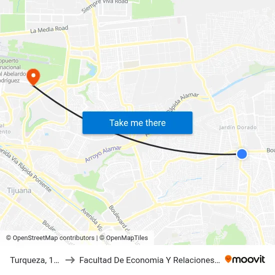 Turqueza, 19908_3 to Facultad De Economia Y Relaciones Internacionales map