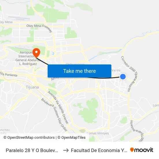 Paralelo 28 Y O Boulevard Matamoros, 23030_V46 to Facultad De Economia Y Relaciones Internacionales map