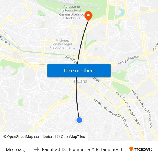 Mixcoac, 174_B to Facultad De Economia Y Relaciones Internacionales map