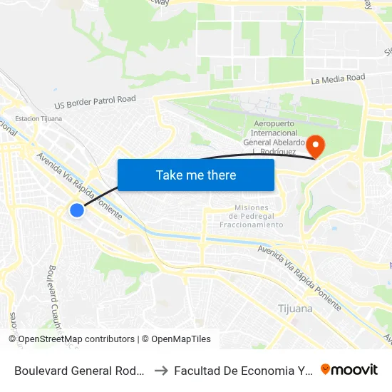 Boulevard General Rodolfo Sánchez Taboada, 2_B to Facultad De Economia Y Relaciones Internacionales map