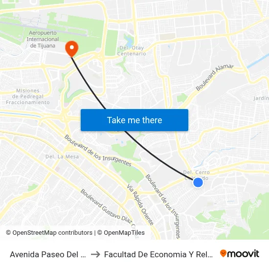 Avenida Paseo Del Guaycura, 110_4 to Facultad De Economia Y Relaciones Internacionales map