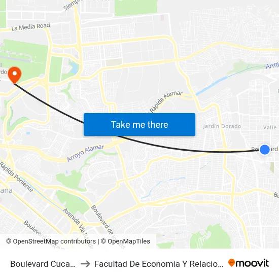 Boulevard Cucapah, 470_8 to Facultad De Economia Y Relaciones Internacionales map