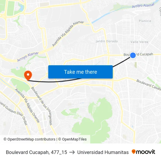 Boulevard Cucapah, 477_15 to Universidad Humanitas map