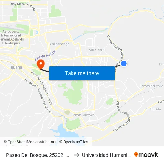 Paseo Del Bosque, 25202_N10 to Universidad Humanitas map