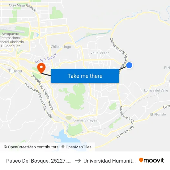 Paseo Del Bosque, 25227_22 to Universidad Humanitas map